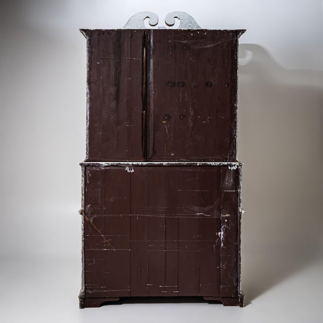 White-Painted Secretaire with Glazed Cabinet, 1700s For Sale - Image 10 of 11