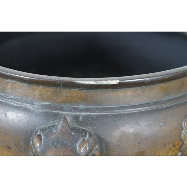 Mid 19th Century Antique Chinese Bronze Phoenix Dragon Tropod Censer Bowl Incense Burner For Sale - Image 5 of 12