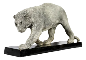 French Art Deco Ceramic Panther Sculpture by G.Beauvais for Edition Kaza, 1930s