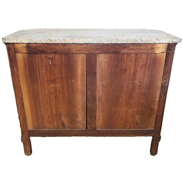 Antique French Louis XVI Inlaid Marble Top & Mirror Door Cabinet Buffet Chest For Sale In New York - Image 6 of 16