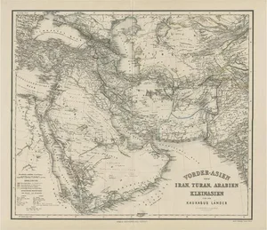 German Antique Map of Iran and Arabia, 1866