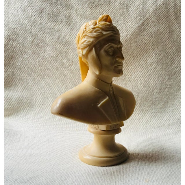 1950s Italian Dante Alighieri Bust Almond Alabaster Sculpture For Sale - Image 16 of 18