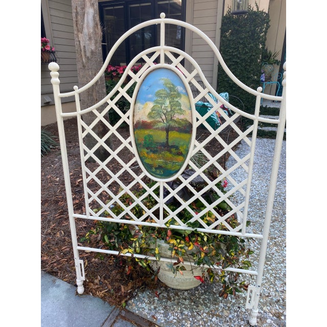 Mid 20th Century Hand Painted Vintage Iron Twin Headboards - a Pair For Sale - Image 9 of 12