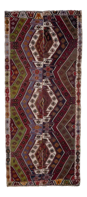 Vintage Turkish Kayseri Kilim Rug 5'8" X 13'3"
