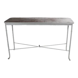 Wrought Iron and Bamboo Console Table