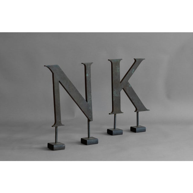 Antique N & K Shop Letters in Brass, 1890s, Set of 2 For Sale - Image 10 of 10