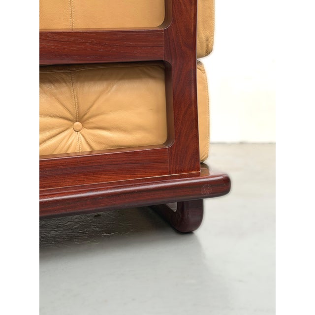 Italian 1980s Rosewood Italian Leather Chairs For Sale - Image 3 of 9