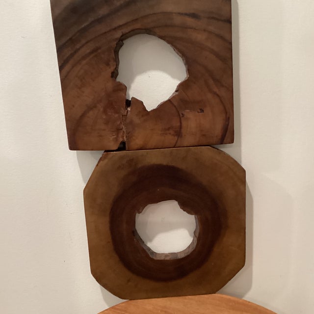 Vintage 3 Pieces Modern Wall Art Jungle Wood Set For Sale - Image 11 of 12