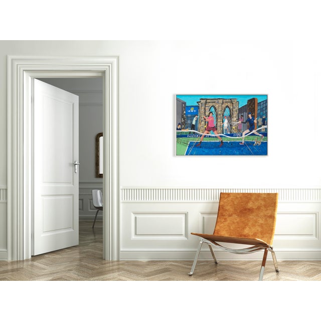 Contemporary Alcaraz and Sinner Conquer New York by Shaun Ellison in Whitewashed Frame, Large Art Print For Sale - Image 3 of 4