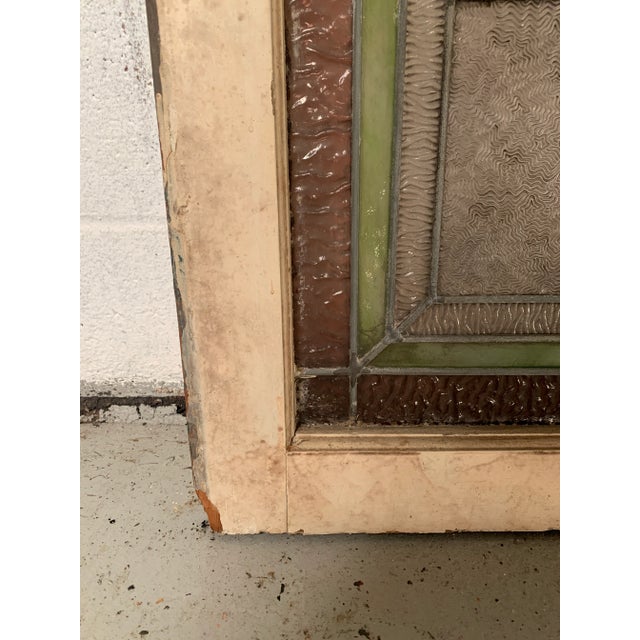 Wood Vintage Mid 20th Century Stained Glass Window For Sale - Image 7 of 9