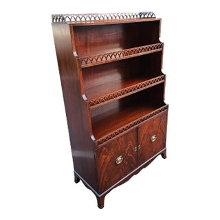 Antique Mahogany Open Waterfall Bookcase Cabinet For Sale