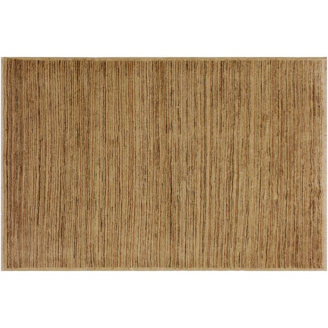Boho Chic Gabbeh Beige/Rust Wool Rug - 4'2'' X 5'9' For Sale - Image 9 of 10