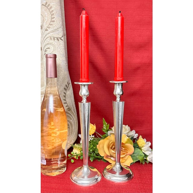 Vintage Sterling Silver Candle Sticks - a Pair For Sale - Image 10 of 11