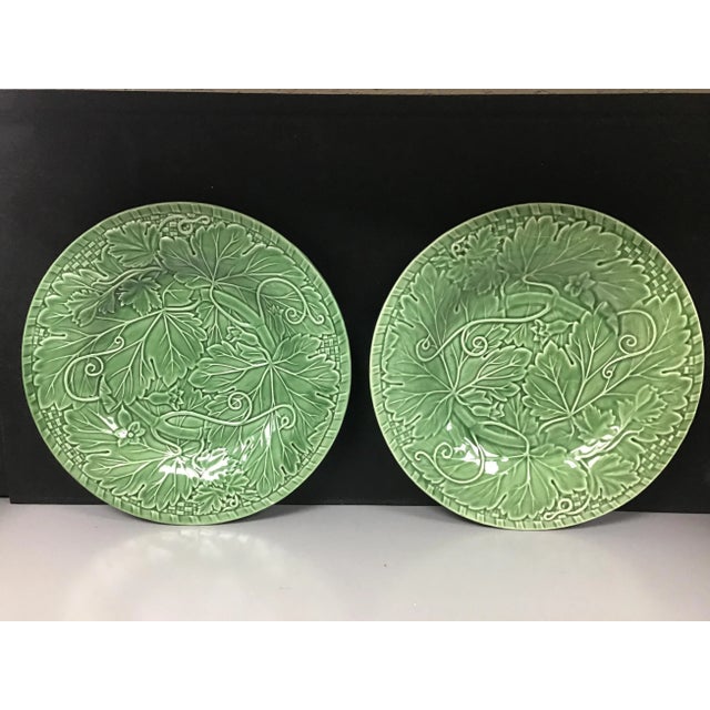 Green Vintage Bordallo Pinheiro Vine & Leaf Plate - a Pair For Sale - Image 8 of 8