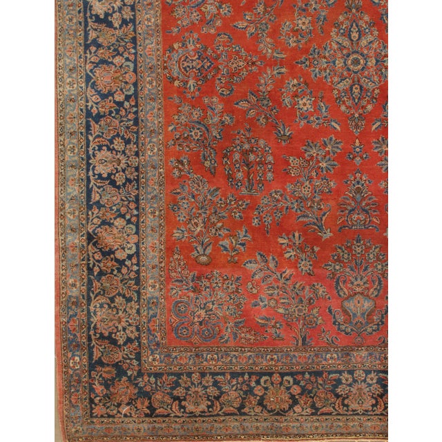 Traditional Vintage 1920s Red Sarouk Rug 8'6 X 11'3 For Sale - Image 3 of 4