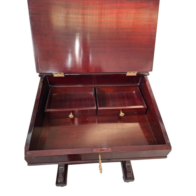 1980s Davenport Mahogany Writing Desk, 1980 For Sale - Image 5 of 18