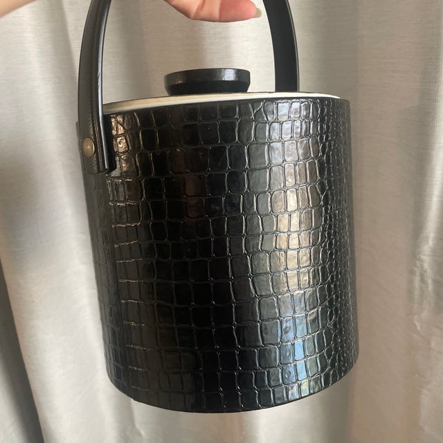 Black Faux Alligator Ice Bucket For Sale - Image 4 of 5