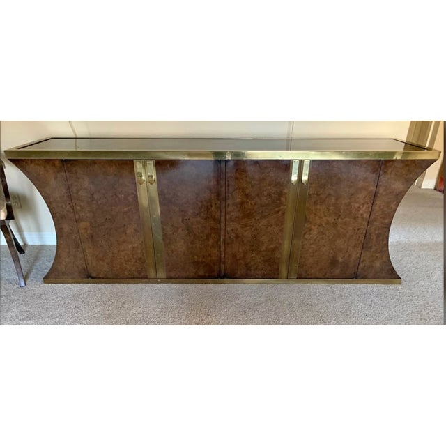 Wood Mid-Century Modern Burledwood Credenza by MasterKraft For Sale - Image 7 of 9