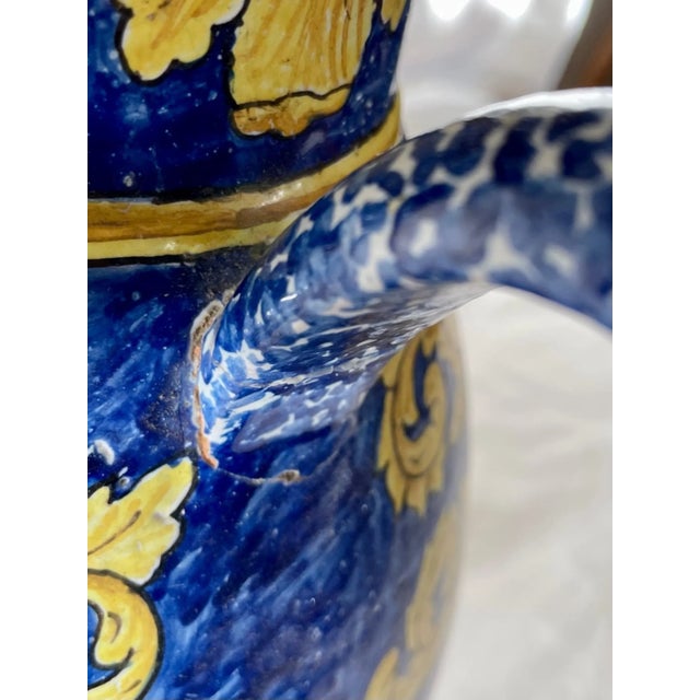 Royal Blue Large French Vintage Nevers Faience Pitcher. For Sale - Image 8 of 13