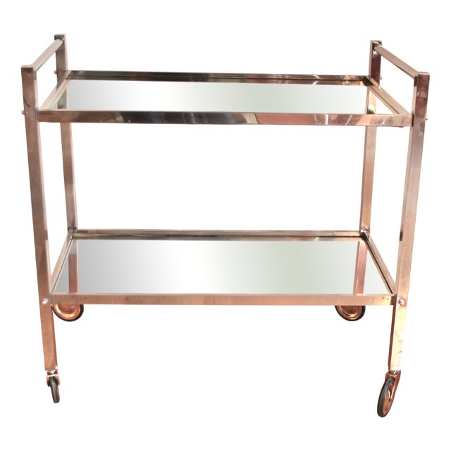 French Art Deco Chromed Bar Cart by Jacques Adnet, 1930s For Sale