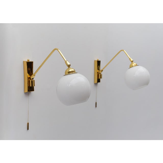 Mid-Century Modern Wall Lamps in Brass and Milk Glass, 1960s, Set of 2 For Sale - Image 18 of 18