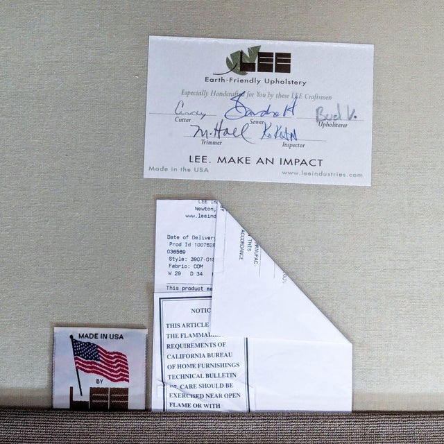 Textile Lee Industries Beige Swivel Lounge Chair With Skirted Base and Accent Pillow For Sale - Image 7 of 7