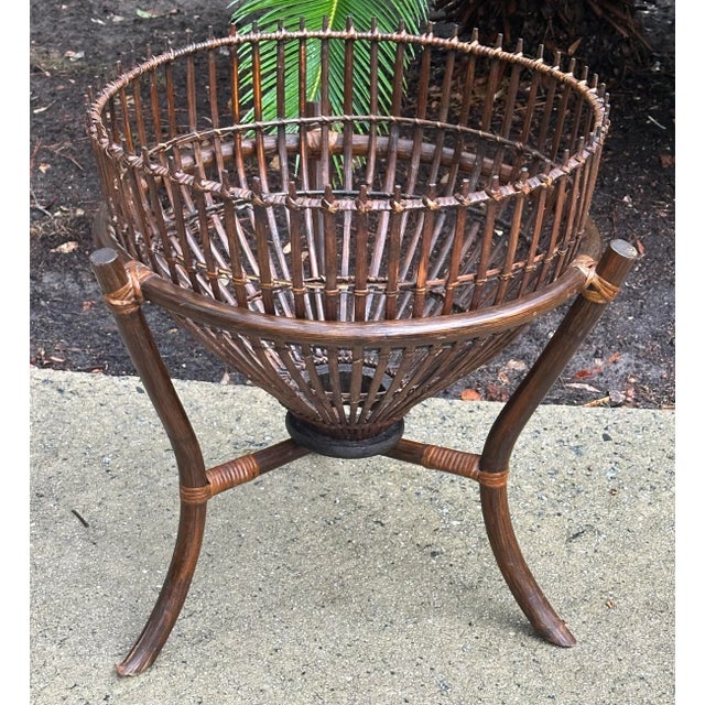 Franco Albini Franco Albini Style Rattan 1960s Fish Trap Table For Sale - Image 4 of 12