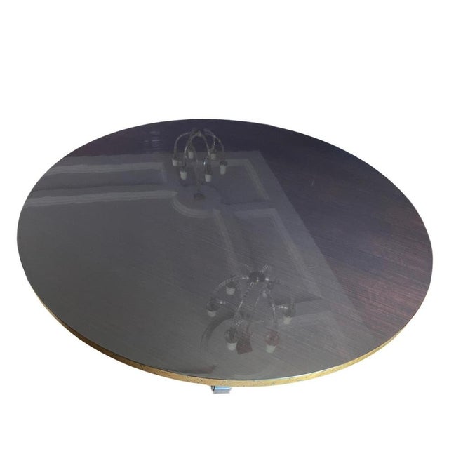 One-Off Round Lacquered Center Table with Gilt Edge by Jean-Rémy Couradette, France, 2000 For Sale - Image 3 of 7