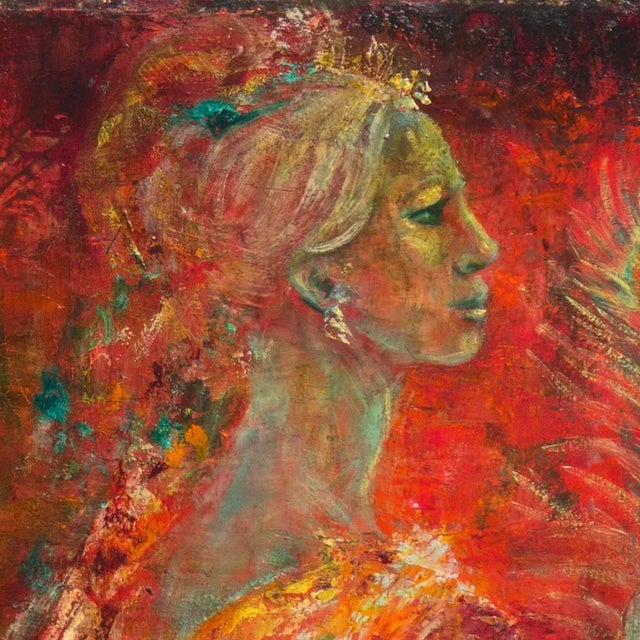 'Transcendentalist Figural Oil' by Marguertie Bordet, Paris, Académie De La Grande Chaumière, Geneva For Sale - Image 4 of 11