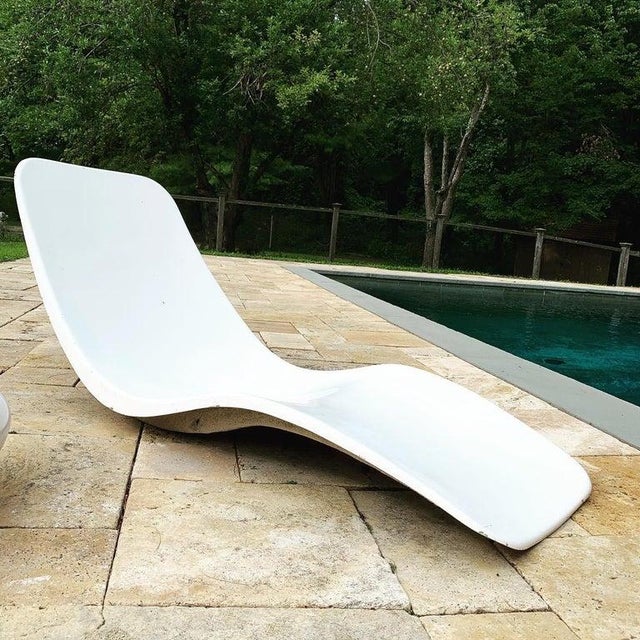 Vintage, French, mod, fiberglass chaise lounges, designed by Charles Zublena and manufactured by Les Plastiques de...