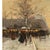 Paper French Impressionist Painting Winter Landscape Scene "Foire De Montmartre" Paris by Eugene Galien-Laloue, 1900 For Sale - Image 7 of 12