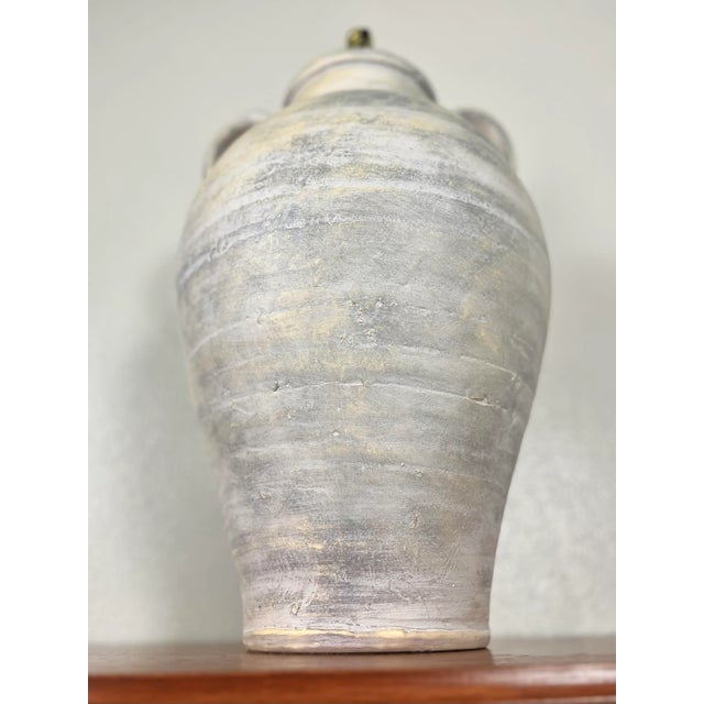1980s Large Ceramic Table Lamp With Handles | by Casual Lamps of California For Sale - Image 5 of 12