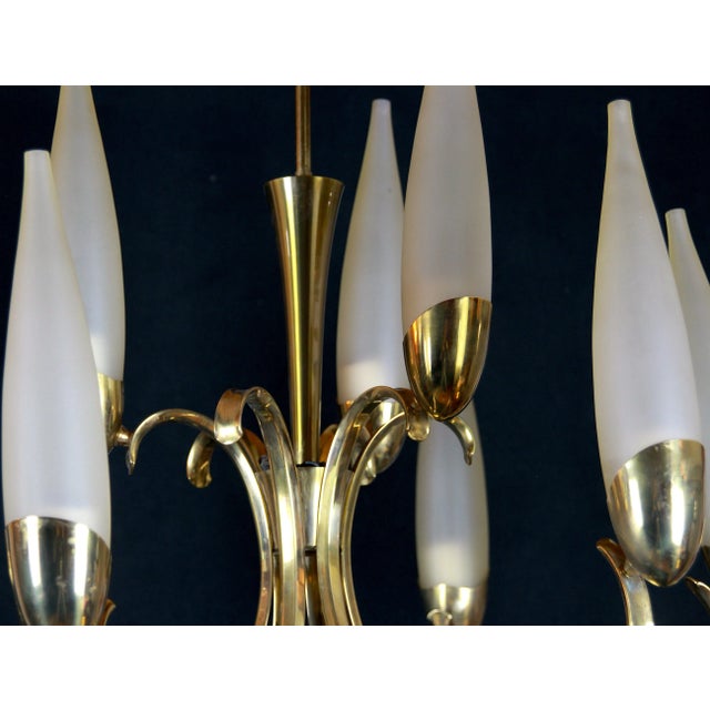 Stilonovo Brass Chandelier and Double Pair of Sconces , Mid-Century Italy - Set of 3 For Sale - Image 9 of 10