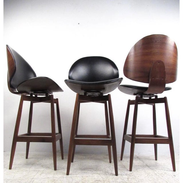 MidCentury Modern Clamshell Bar Stools Set of 3 Chairish
