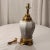 Vintage Mid 20th Century White and Grey Color Ceramic and Brass Lamp For Sale - Image 9 of 16