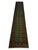 A long hallway runner with a rich green field, two rows of repeating geometric medallions, and smaller motifs between...
