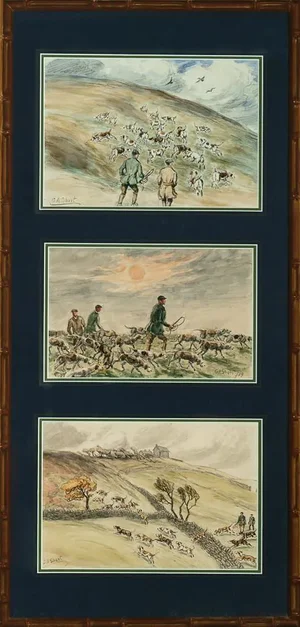Set of 3 "Beagling Triptych" Watercolors