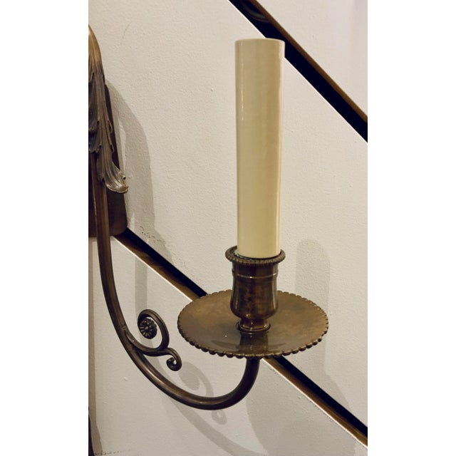 Myran Allan Luxury Lighting Italian Empire Marble and Bronze Wall Sconces Pair For Sale In Atlanta - Image 6 of 7