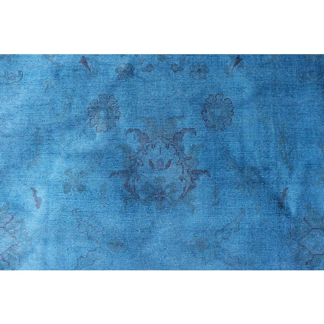 Large Turkish Oushak With Floral Design in Blue 10'3 X 16'7 For Sale - Image 9 of 16