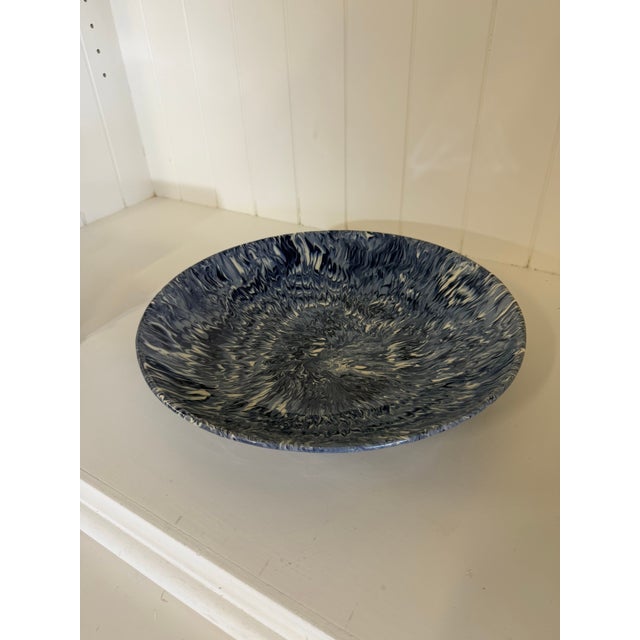 Signed Christine Jouval Blue Aptware Serving Bowl For Sale - Image 9 of 18