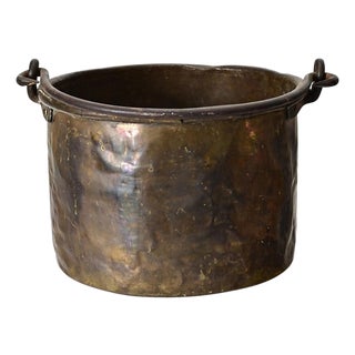 French 19th Century Heavy Brass Cooking Pot For Sale