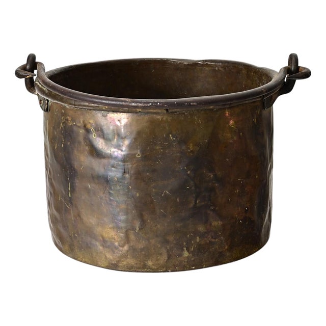 French 19th Century Heavy Brass Cooking Pot For Sale