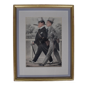 Capt. The Hon. Lionel Montague & Lt. Col. The Hon. Freddie Cripps C1930s Watercolour by Peter Ronald Buchanan Aka 'The Tout'