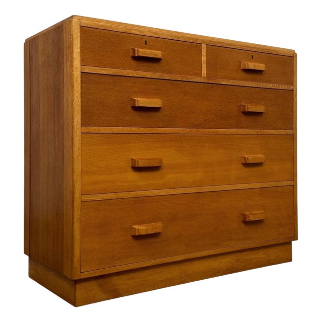 Vintage English Golden Oak Chest of Drawers, 1900s For Sale