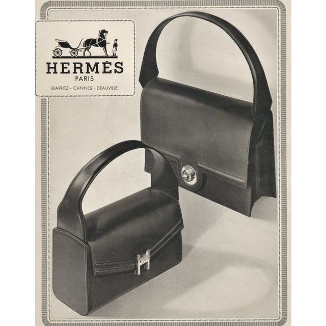 Hermès 1949 Mid-Century French Hermes Handbag Advertisement Print, Matted For Sale - Image 4 of 5