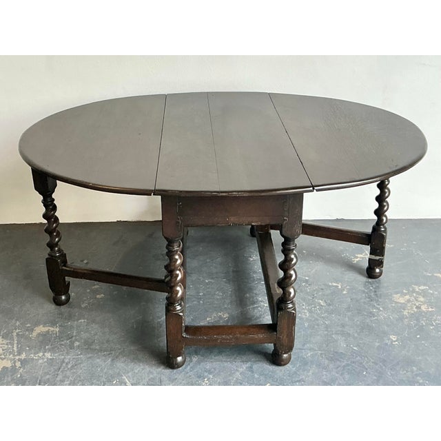 English Vintage Barley Twist Gate Leg Table For Sale - Image 3 of 13