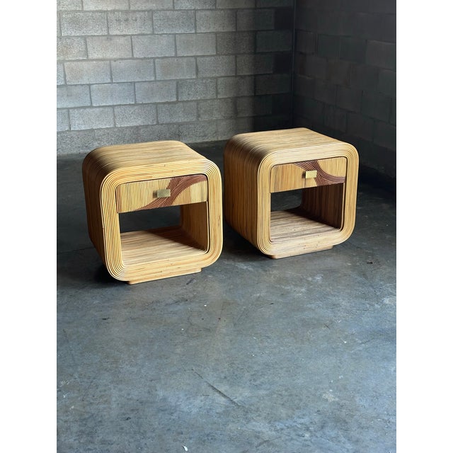 Wonderful pencil reed nightstands with great organic styling. Features darker reeds to create beautiful movement through...