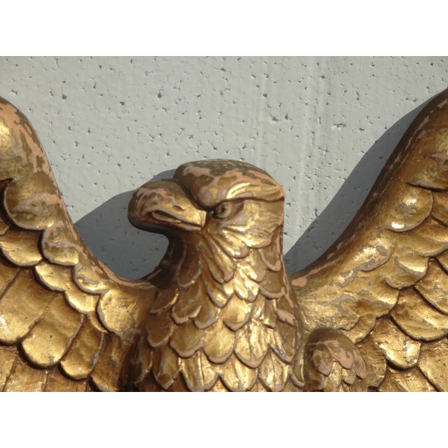 Gold Vintage French Country Syroco Patriotic American Eagle Gold Wall Picture Plaque For Sale - Image 8 of 13