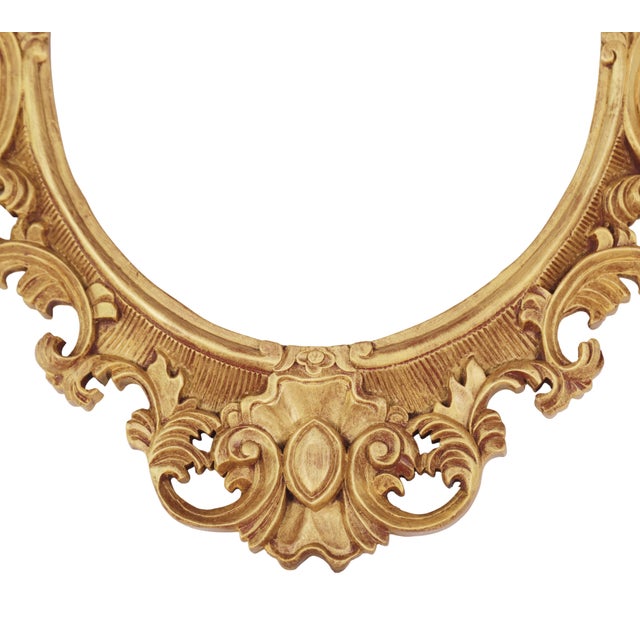 Gold A Vintage Rococo-Style Gold Oval Wall Mirror For Sale - Image 8 of 11