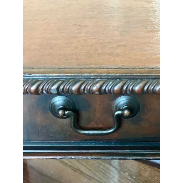 1940s Mahogany Chippendale Style Coffee Table With Leather Top and Drawers by Imperial For Sale - Image 10 of 12
